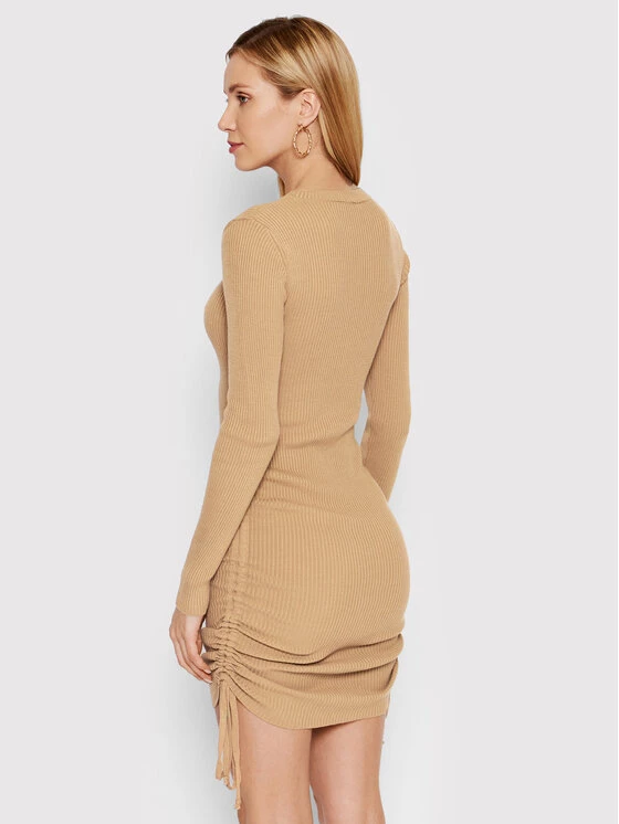 DeeZee Γυναίκες Πλεκτά Φορέματα Φόρεμα υφασμάτινο Isabella 14883 Μπεζ Slim Fit Μπεζ - Image 3