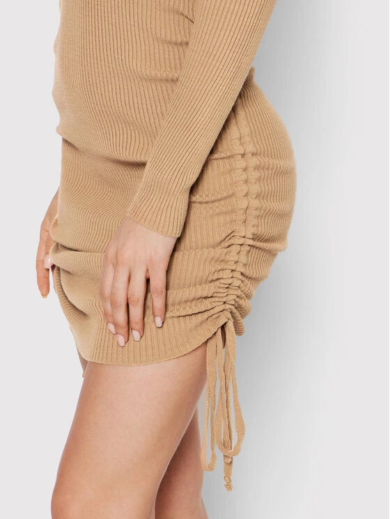 DeeZee Γυναίκες Πλεκτά Φορέματα Φόρεμα υφασμάτινο Isabella 14883 Μπεζ Slim Fit Μπεζ - Image 4