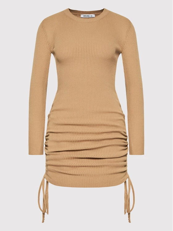 DeeZee Γυναίκες Πλεκτά Φορέματα Φόρεμα υφασμάτινο Isabella 14883 Μπεζ Slim Fit Μπεζ - Image 5