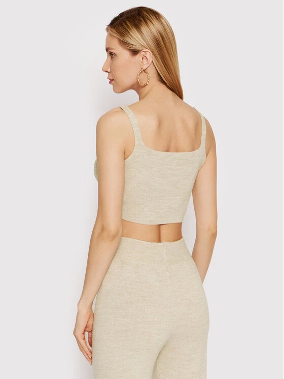 DeeZee Γυναίκες Tops Σετ μπλουζάκι και παντελόνι Pixie KMPD0007 Μπεζ Slim Fit Μπεζ - Image 3