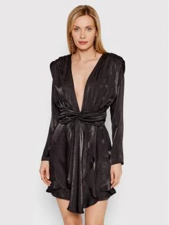 DeeZee Γυναίκες Κοκτέιλ Φορέματα Φόρεμα κοκτέιλ More Satin 3FB036 Μαύρο Regular Fit Μαύρο