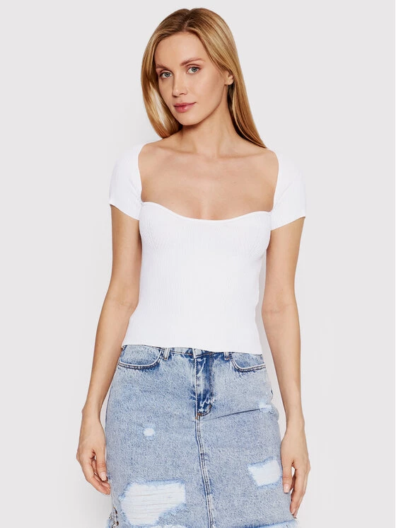 DeeZee Γυναίκες Μπλουζάκια Μπλουζάκι Julietta BLK003 Λευκό Slim Fit Λευκό