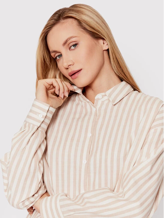 DeeZee Γυναίκες Casual Πουκάμισα Πουκάμισο Story EMT004 Μπεζ Oversize Μπεζ - Image 4