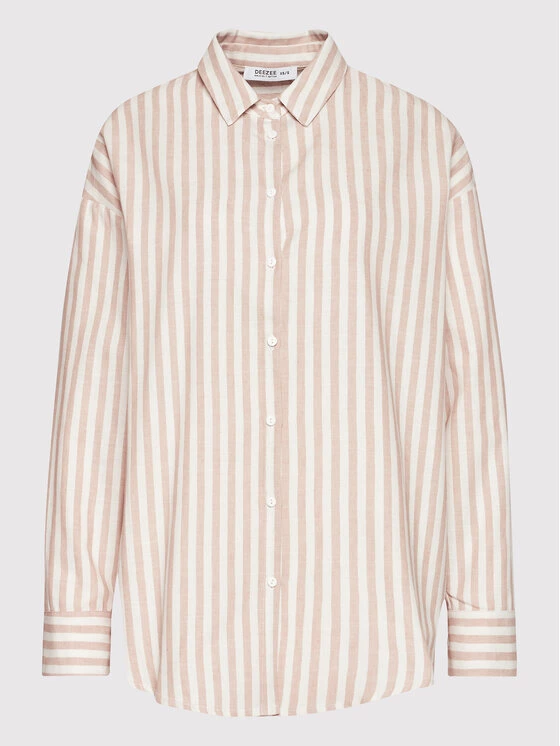 DeeZee Γυναίκες Casual Πουκάμισα Πουκάμισο Story EMT004 Μπεζ Oversize Μπεζ - Image 5