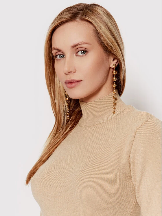 DeeZee Γυναίκες Πλεκτά Φορέματα Φόρεμα υφασμάτινο Ancona LF039 Μπεζ Slim Fit Μπεζ - Image 4