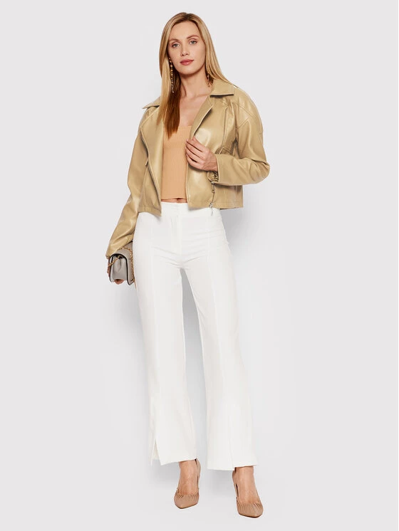 DeeZee Γυναίκες Δερμάτινα Μπουφάν Μπουφάν από απομίμηση δέρματος Ivy PKH054 Μπεζ Regular Fit Μπεζ - Image 2