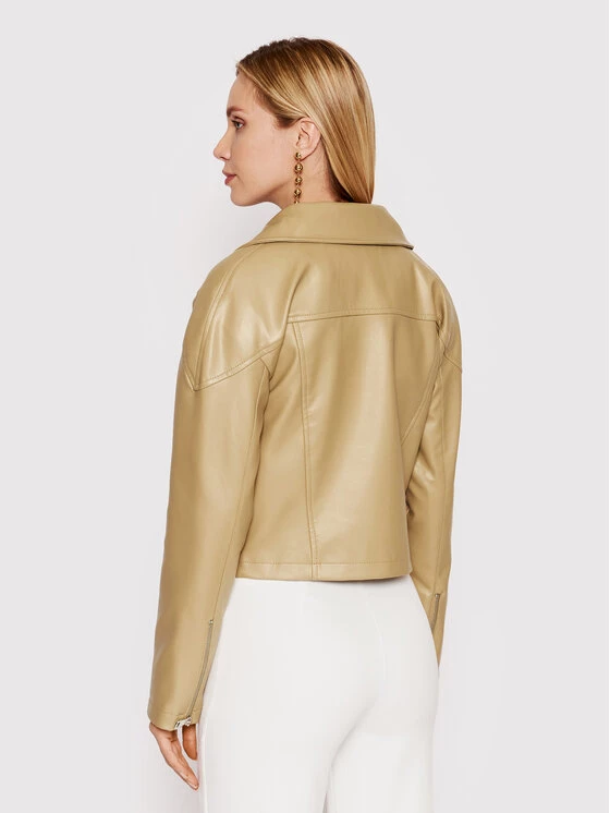 DeeZee Γυναίκες Δερμάτινα Μπουφάν Μπουφάν από απομίμηση δέρματος Ivy PKH054 Μπεζ Regular Fit Μπεζ - Image 3