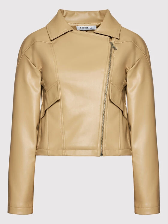 DeeZee Γυναίκες Δερμάτινα Μπουφάν Μπουφάν από απομίμηση δέρματος Ivy PKH054 Μπεζ Regular Fit Μπεζ - Image 6