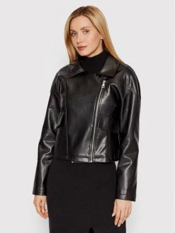 DeeZee Γυναίκες Δερμάτινα Μπουφάν Μπουφάν από απομίμηση δέρματος Ivy PKH054 Μαύρο Regular Fit Μαύρο