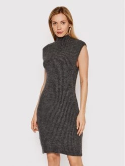 DeeZee Γυναίκες Πλεκτά Φορέματα Φόρεμα υφασμάτινο Novara LF038 Γκρι Slim Fit Γκρι